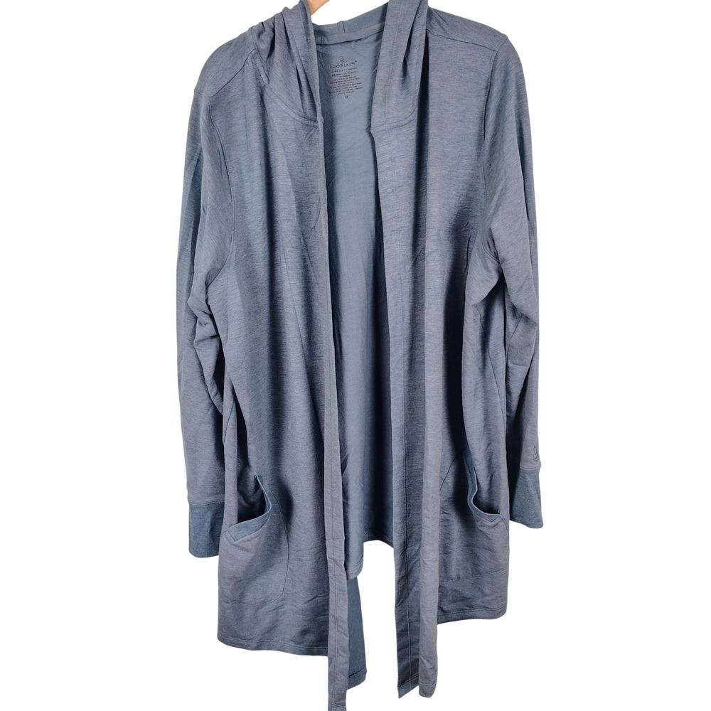 Cuddl Duds Womens 1X Ultra-Soft Hooded Cardigan Blue Modal Lounge Softcore